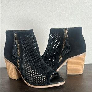 Black Suede Ankle Boots with Block Heel